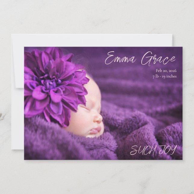 Anuncio Modern Minimal Two Photo Birth Announcement (Anverso)