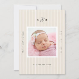 Anuncio Modern Monogram Photo Birth Announcement