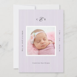 Anuncio Modern Monogram Photo Birth Announcement