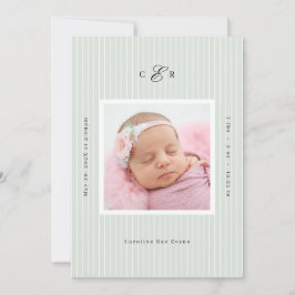 Anuncio Modern Monogram Photo Birth Announcement