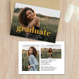 Anuncio Modern Mustard Script with Three Photos Graduation
