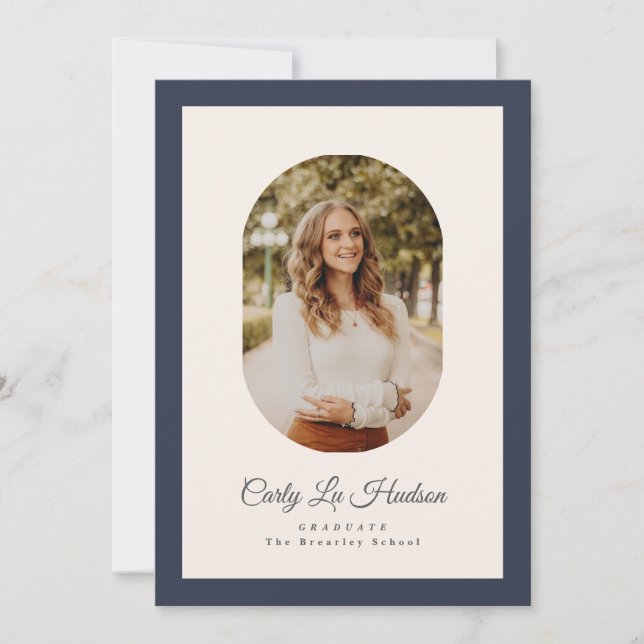Anuncio Modern Oval Blue High School Photo Graduate (Anverso)