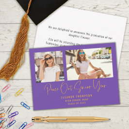 Anuncio Modern Peace Out 2 Foto 2022 Graduación Purple