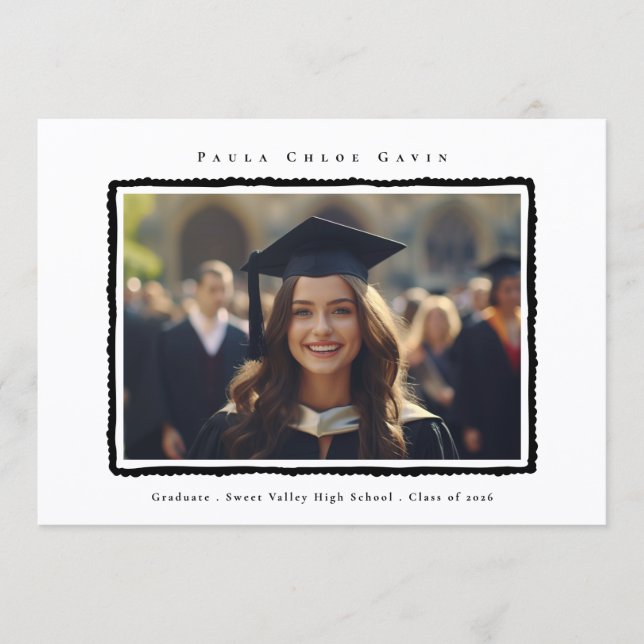 Anuncio Modern Photo Black Frame Graduation High School (Anverso)