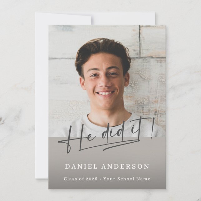 Anuncio Modern Photo Graduation 2026 He Did It (Anverso)