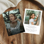 Anuncio Modern Photo High School Graduation Announcement<br><div class="desc">Celebrate this unforgettable milestone with a Modern Photo High School Graduation Announcement designed to showcase your graduate’s proud achievement. Featuring a clean minimalist layout and stylish modern typography, this announcement highlights a favorite senior photo while sharing graduation details with family and friends. Perfect for announcing a high school graduation, senior...</div>