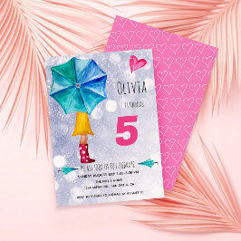 Anuncio Modern Pink Umbrella Girl Watercolor Illustration