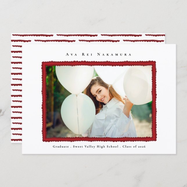 Anuncio Modern Red Photo Frame Graduation Class of 2026 (Anverso / Reverso)