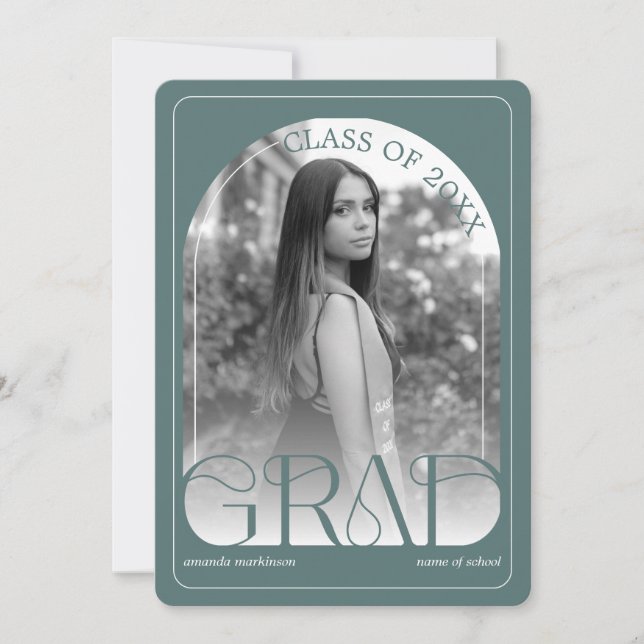 Anuncio Modern Sage Green Arch Graduation Announcement (Anverso)