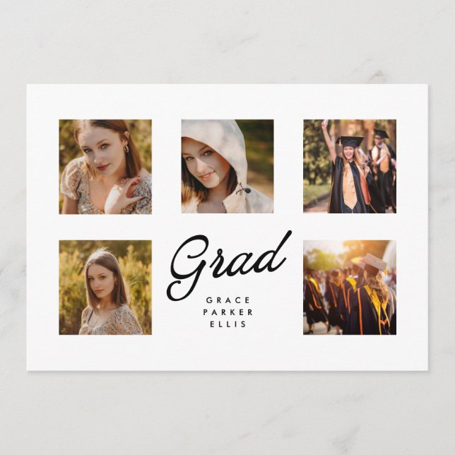 Anuncio Modern Simple Minimalist 5Photo Collage Graduation (Anverso)