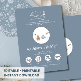 Anuncio Modern Slate Blue Islamic Baby Boy Birth
