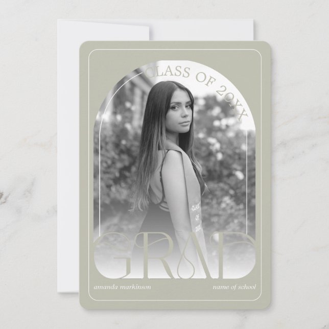 Anuncio Modern Stone Grey Arch Graduation Announcement (Anverso)
