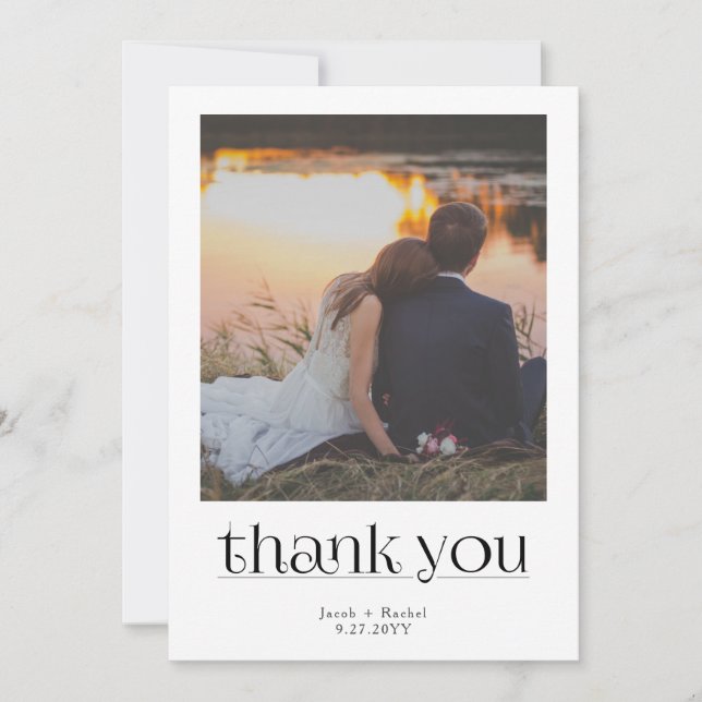 Anuncio Modern Stylish Photo Wedding Thank You (Anverso)
