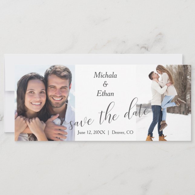 Anuncio Modern Two Photo Save the Date Boda (Anverso)