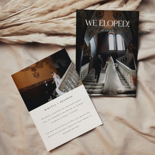 Anuncio Modern "We Eloped!" 2-Photo Elegant Wedding (Subido por el creador)