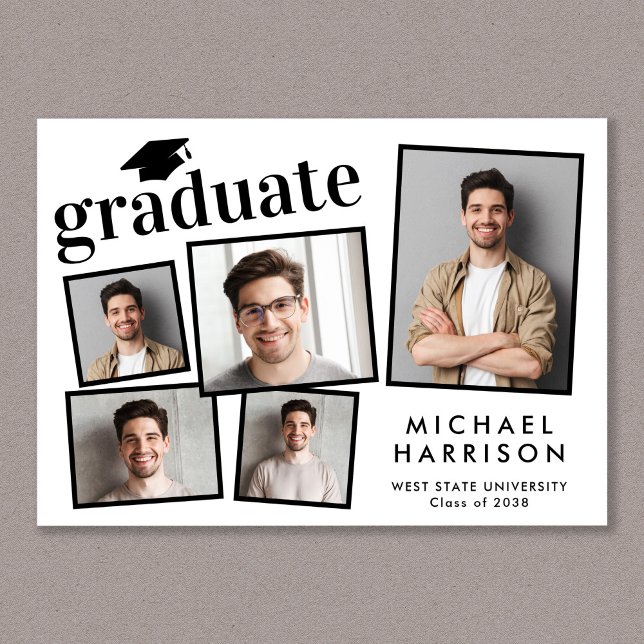 Anuncio Moderna 5 Graduación fotográfica (Cherish the milestone: share your graduate's achievement with a custom photo graduation announcement)