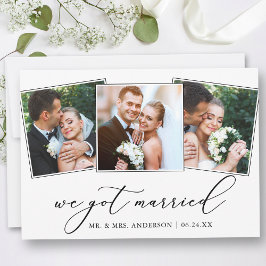 Anuncio Moderna caligrafía Minimalista 3 Fotos Boda