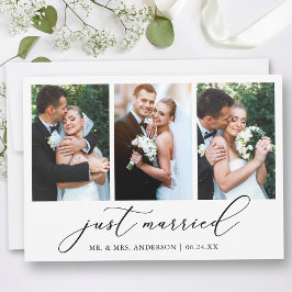 Anuncio Moderna caligrafía Minimalista 3 Fotos Boda