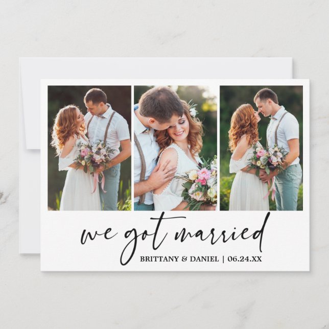 Anuncio Moderna caligrafía Tinta Pen 3 Boda fotográfico (Anverso)