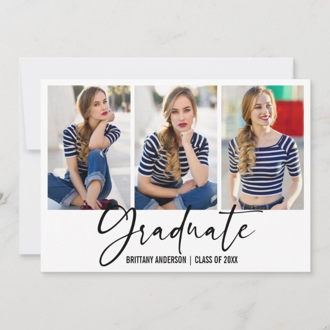 Anuncio Moderna caligrafía Tinta Pen 3 Graduación de la fo (Anverso)