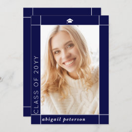 Anuncio Moderna clase azul marino de la graduación 2025.