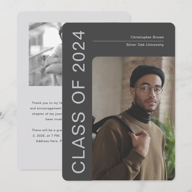 Anuncio Moderna, clase de 2024, Sleek Photos Graduation (Anverso / Reverso)