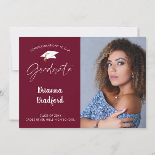 Anuncio Moderna escritura manuscrita Graduada Maroon Burgu