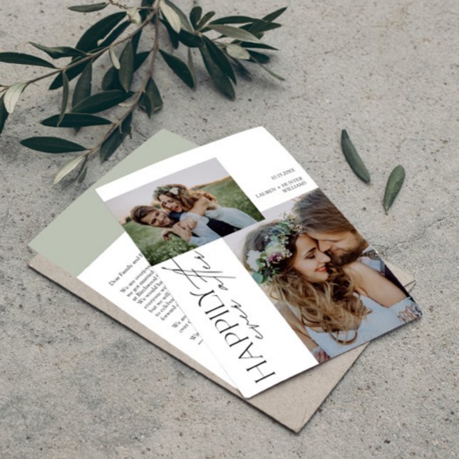 Anuncio Moderna Feliz Nunca Después De Un Boda De Fotograf (Easily personalize this wedding announcement with your photos and deets)