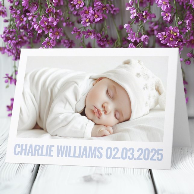 Anuncio Moderna foto mínima de recién nacido gracias (Modern minimal new baby photo thank you announcement)