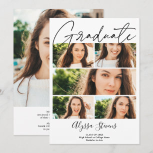 Anuncio Moderna graduación de 6 fotografías en blanco negr