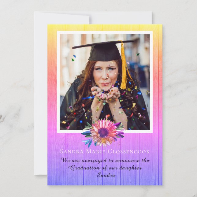 Anuncio Moderna graduación de Arcoiris de 4 Collages de fo (Reverso)