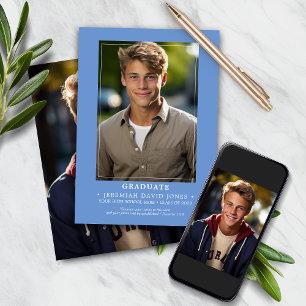 Anuncio Moderna Graduación de foto azul de Cornflower Simp