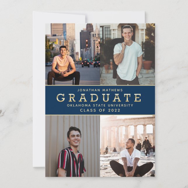 Anuncio Moderna graduación de fotografía de oro azul de la (Anverso)