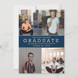 Anuncio Moderna graduación de fotografía de oro azul de la