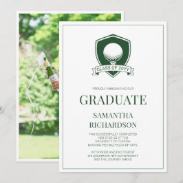 Anuncio Moderna graduación de golf elegante en verde y bla