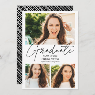 Anuncio Moderna graduación del collage de 3 fotos en blanc