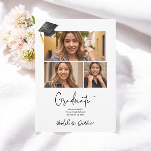 Anuncio Moderna graduación minimalista simple de 3 fotos