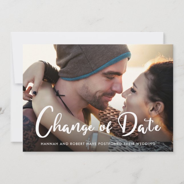 Anuncio Moderna Postergación de Boda Cambio de Fecha Foto (Anverso)