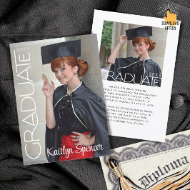 Anuncio Moderna tipografía de grado 2 fotos graduación