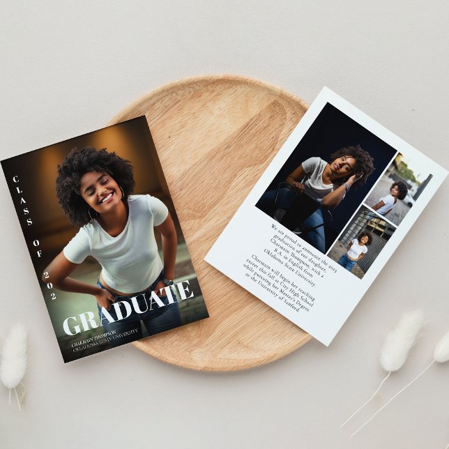 Anuncio Moderna tipografía negrita Graduación en blanco y  (Subido por el creador)