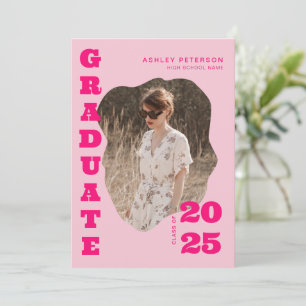 Anuncio Moderna tipografía rosa retro graduación fotográfi