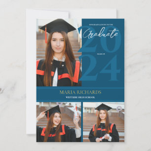 Anuncio Moderna y elegante graduación azul de 3 Collages d