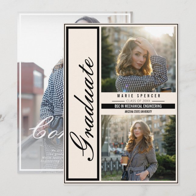 Anuncio Moderna y elegante graduación de 3 Collages de fot (Anverso / Reverso)