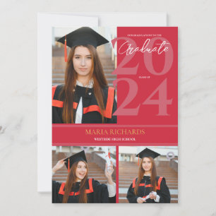 Anuncio Moderna y elegante graduación roja de 3 Collages d