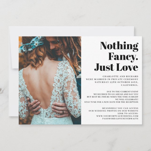 Anuncio Moderna y simple foto de boda de elopement amor (Anverso)