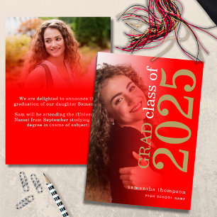 Anuncio Moderno 2 foto Oro Rojo 2025 Graduación