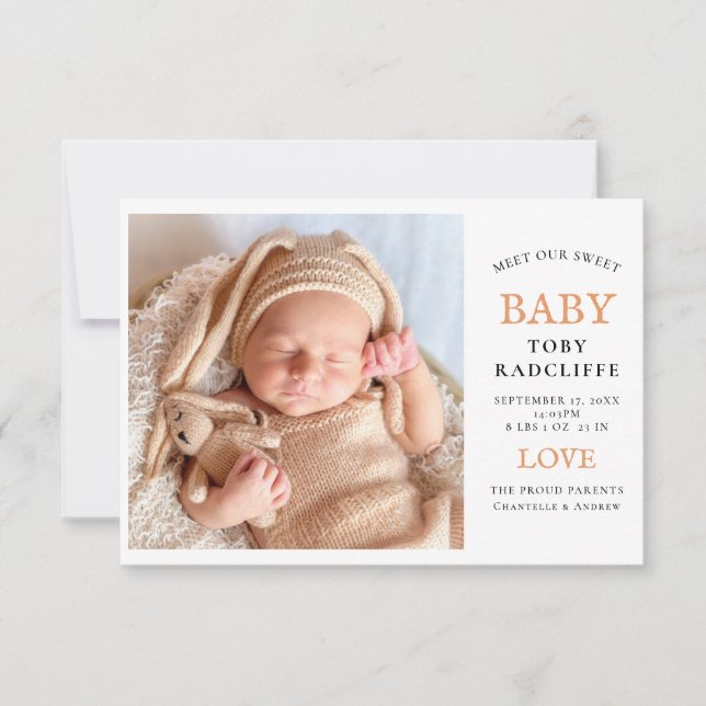 Anuncio Moderno 2 Photo Baby Name & Birth Stats (Anverso)
