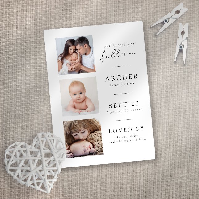 Anuncio Moderno 3 Fotos Nacimiento del Bebé (Subido por el creador)