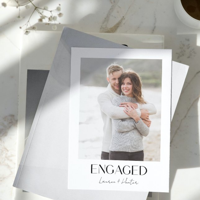 Anuncio Moderno 3 Photo Script QR Code Engagement Party (Engaged & Excited! Join Us for the Party 🥂💍 [Personalize Here])