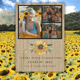 Anuncio Moderno 4 Collage de fotos Graduación de girasol